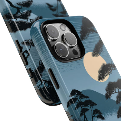 Blue Tough Phone Case for iPhone - Midnight Kyoto Pine