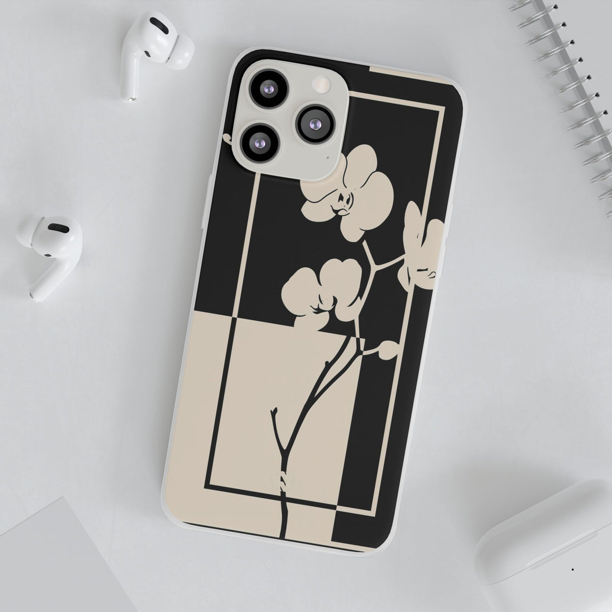 Geometric Orchid Bloom · Lite Phone Case for iPhone ·  Black