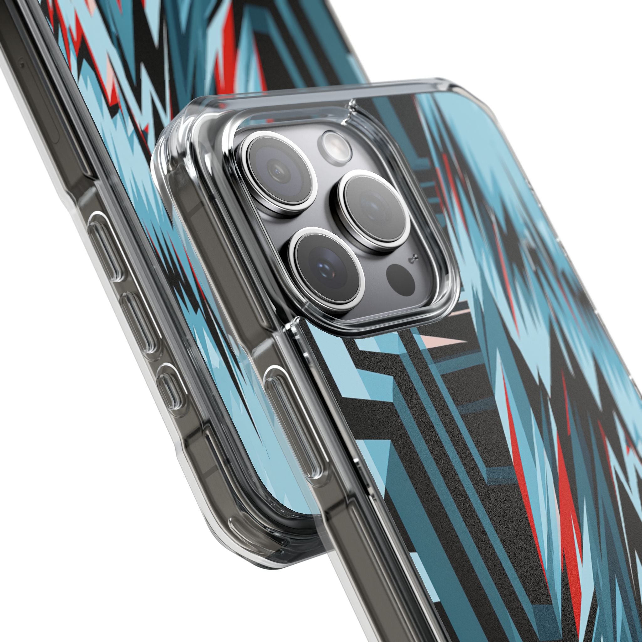 Blue Impact MagSafe Phone Case for iPhone - Glitch Peak Cyan