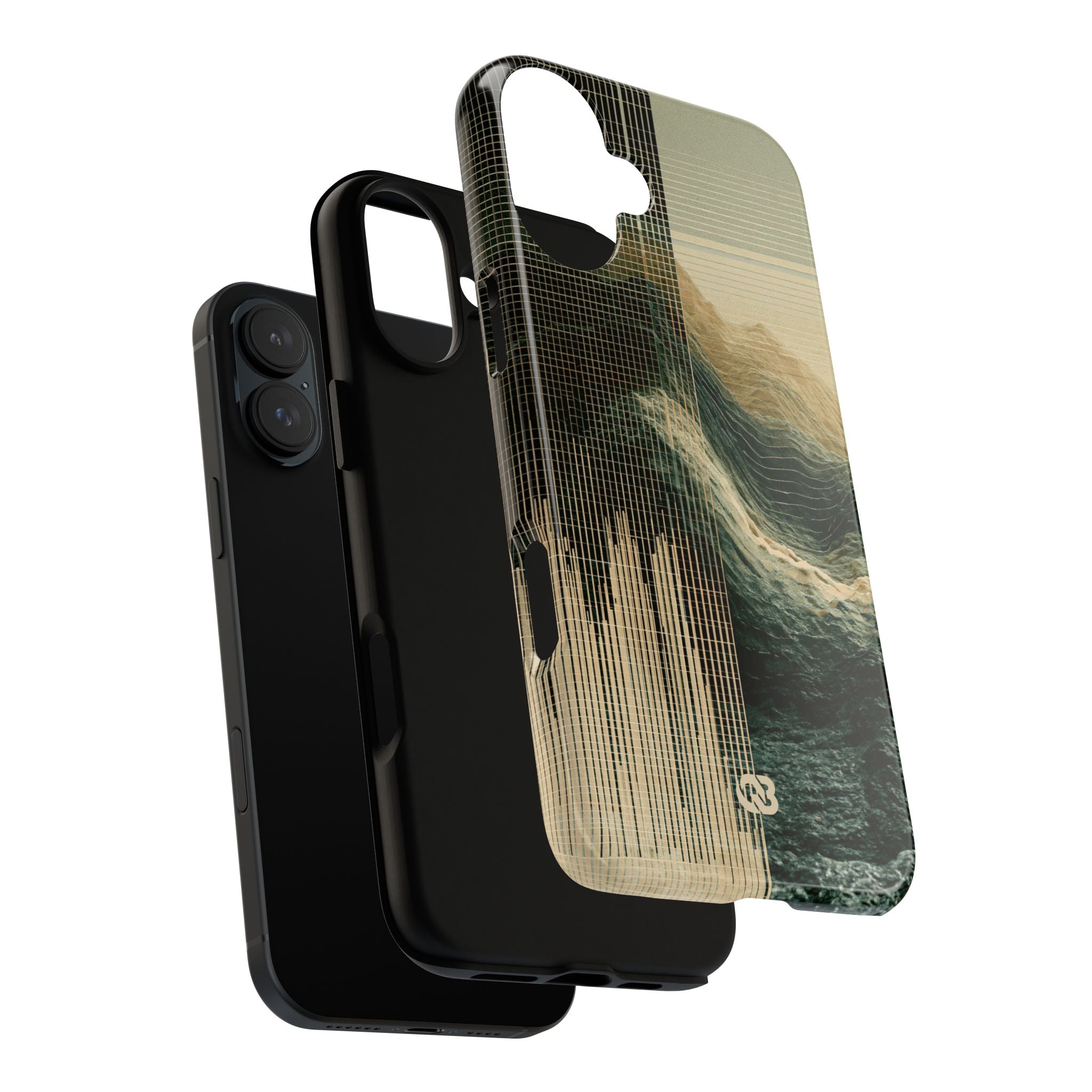 Beige Tough Phone Case for iPhone - Veridian Data Ridge
