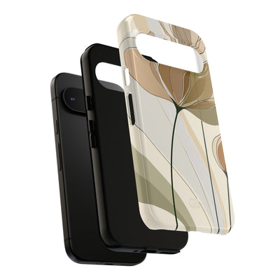 Beige Tough Phone Case for Google Pixel - Muted Ochre Petals