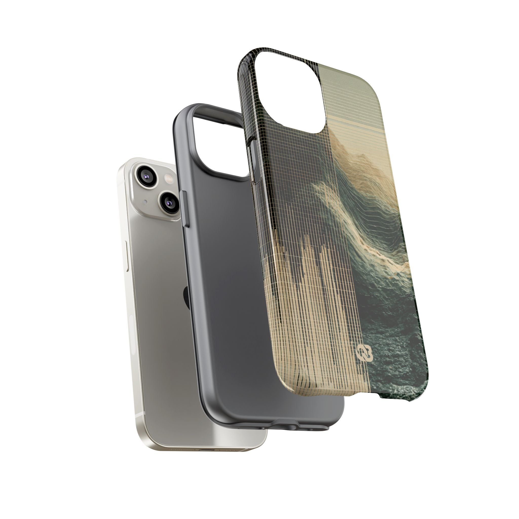 Beige Tough Phone Case for iPhone - Veridian Data Ridge