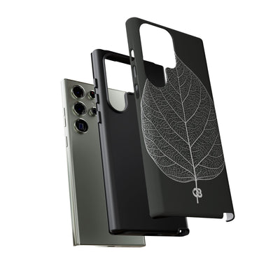 Black Tough Phone Case for Samsung - Bleached Leaf Lattice