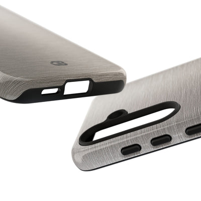 Grey Tough Phone Case for Samsung - Brushed Nickel Linen