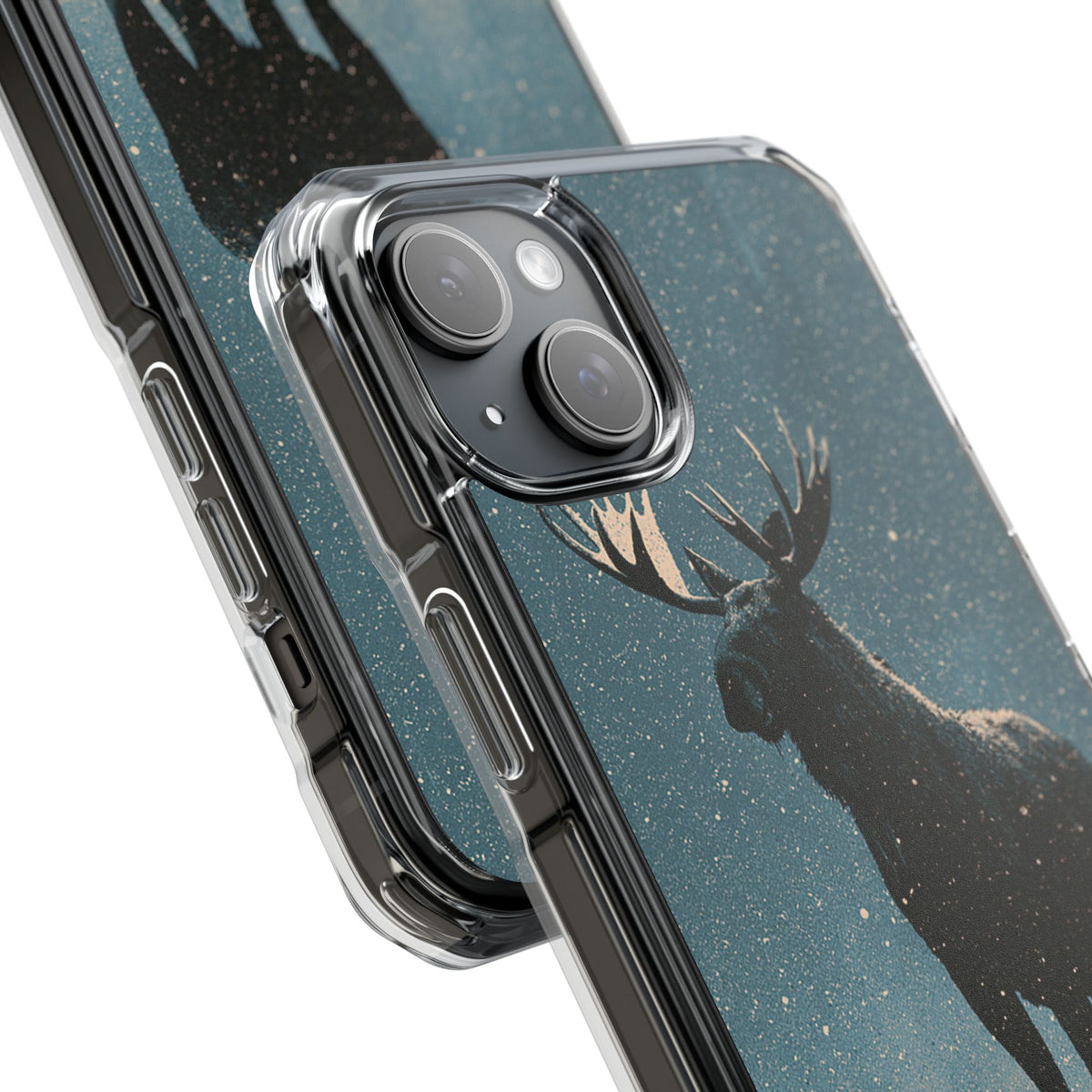 Nordic Boreal Moose · Clear Impact Magnetic Phone Case for iPhone · Blue