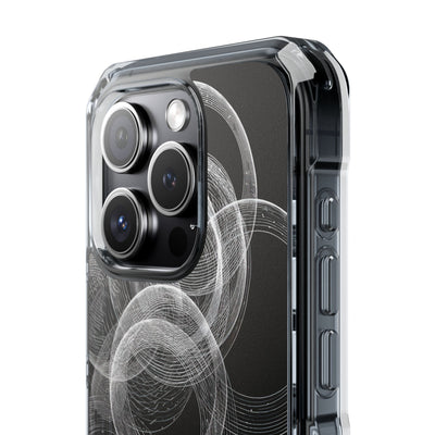 Black Impact MagSafe Phone Case for iPhone - Kinetic Wireframe Orbit