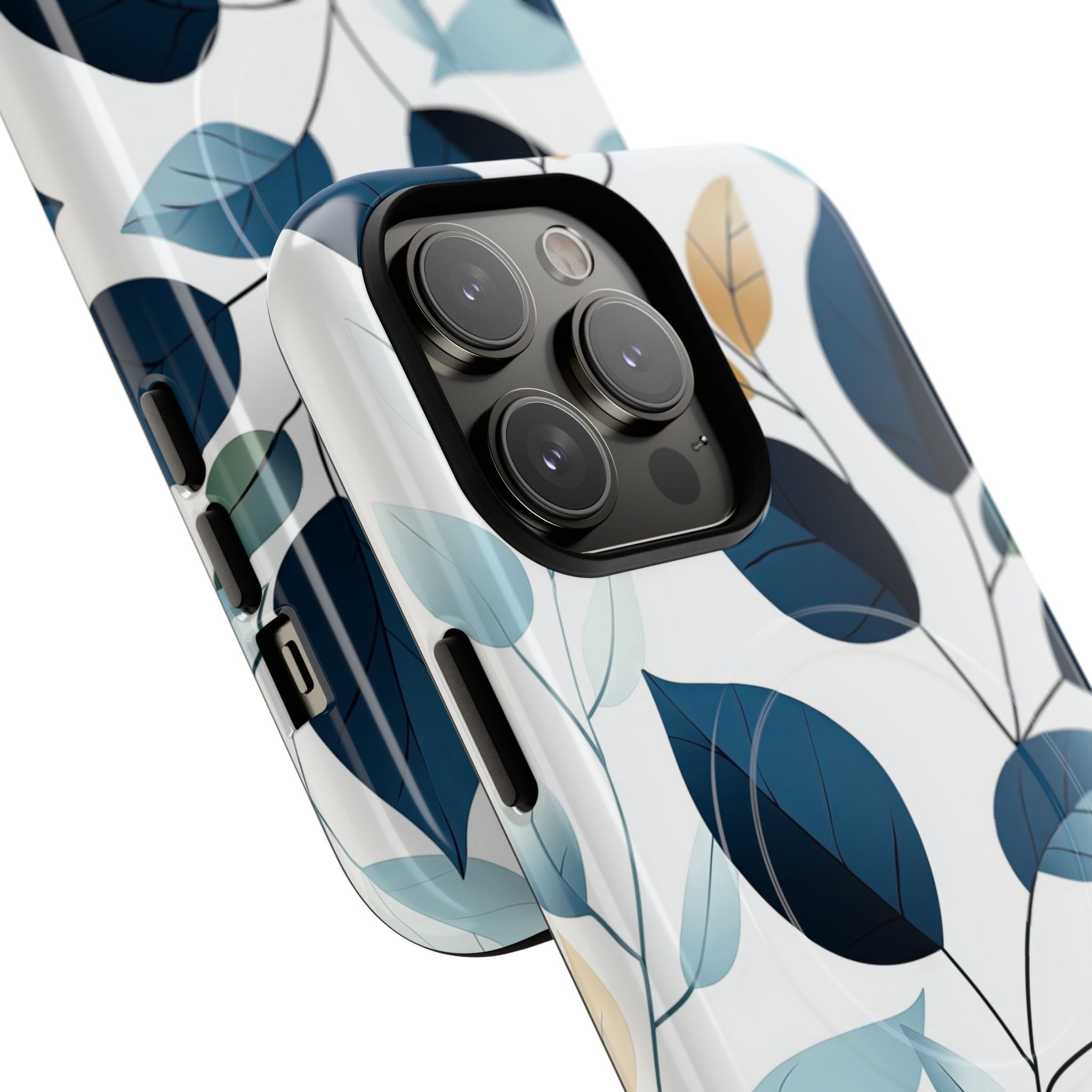 Navy Leaf Veins iPhone 14 Pro Max Case - Tough+