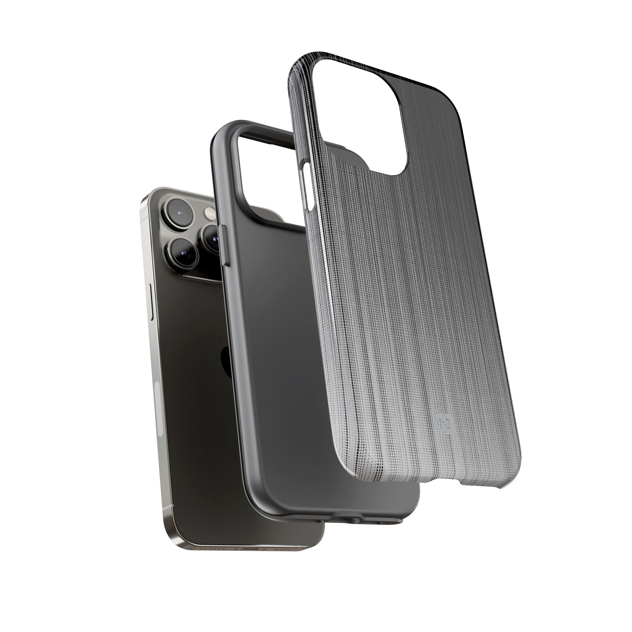 Grey Tough Phone Case for iPhone - Static Vertical Dither