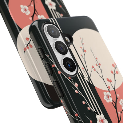 Black Tough Phone Case for Samsung - Kyoto Midnight Blossom