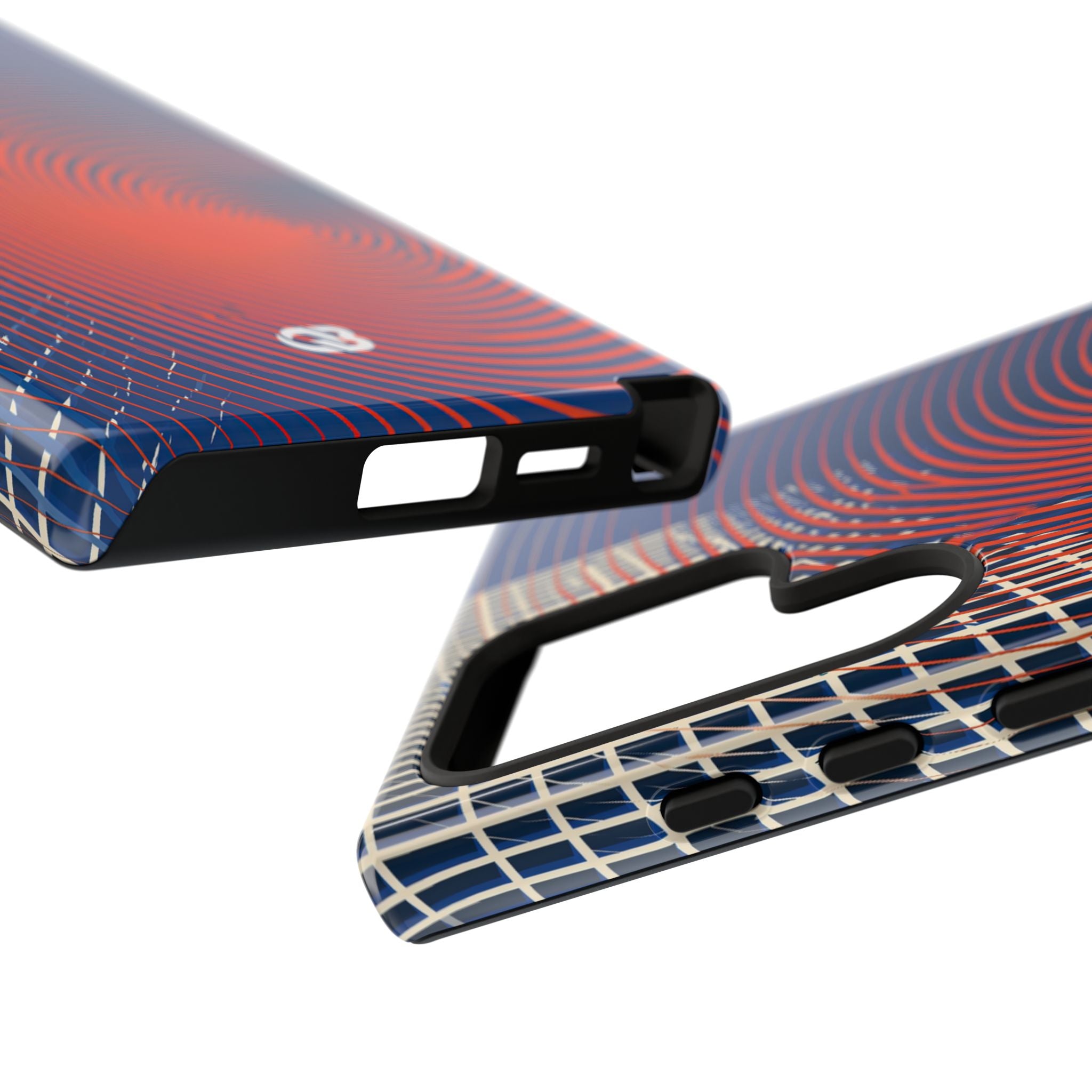 Blue Tough Phone Case for Samsung - Orange Orbit Grid