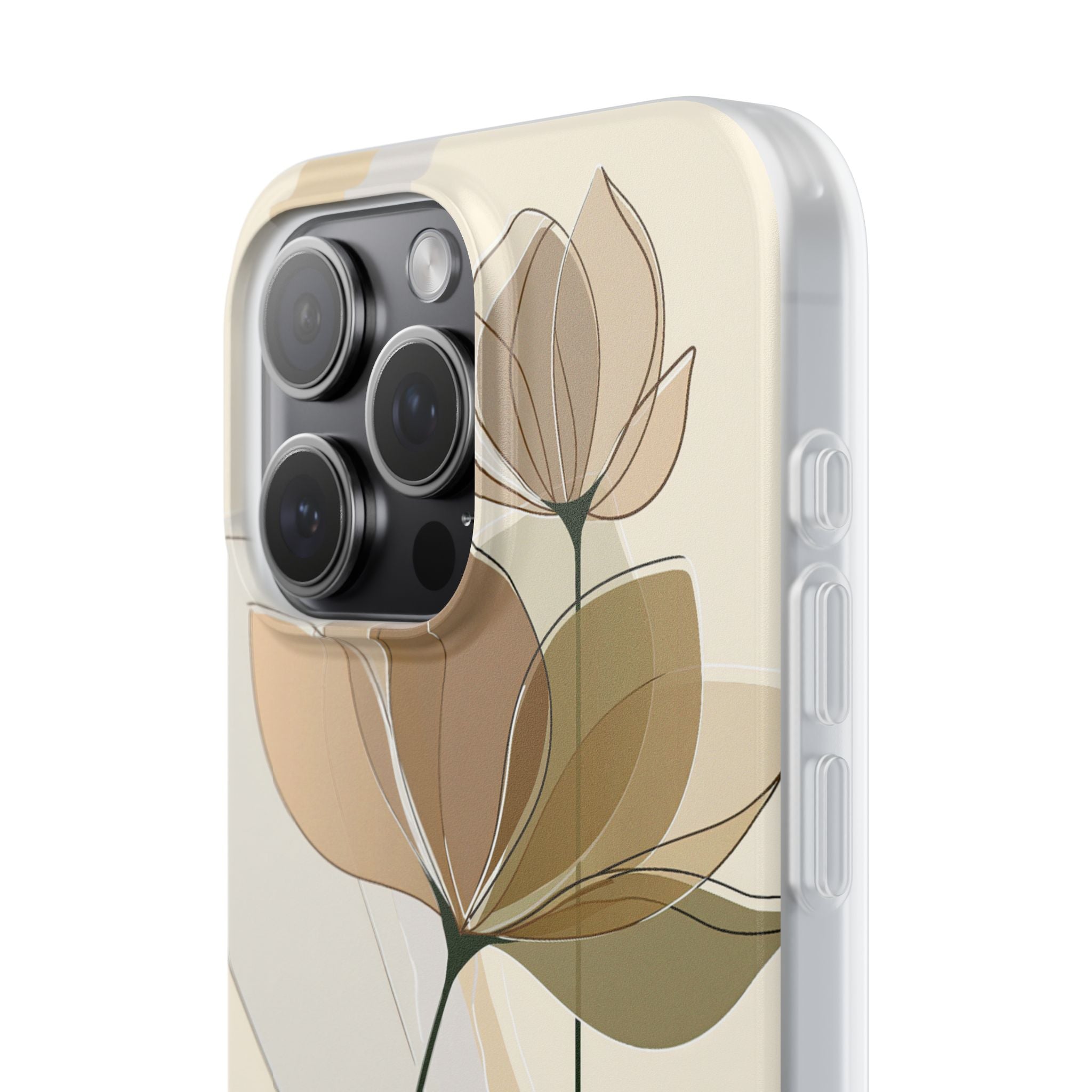 Beige Lite Phone Case for iPhone - Muted Ochre Petals