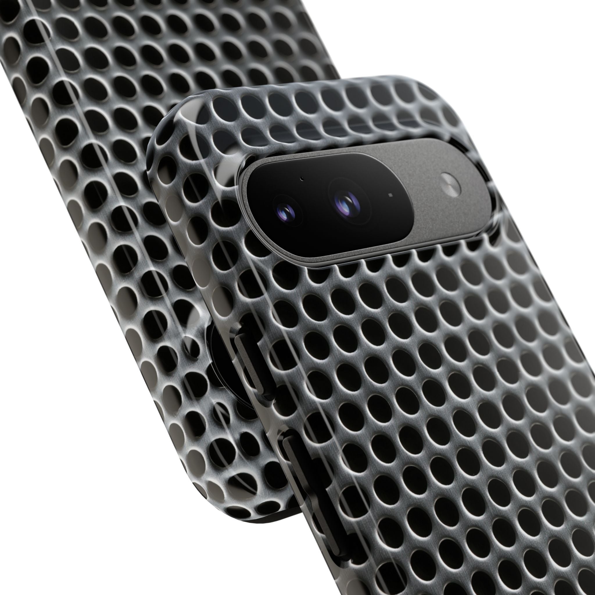 Silver Tough Phone Case for Google Pixel - Brutalist Steel Mesh