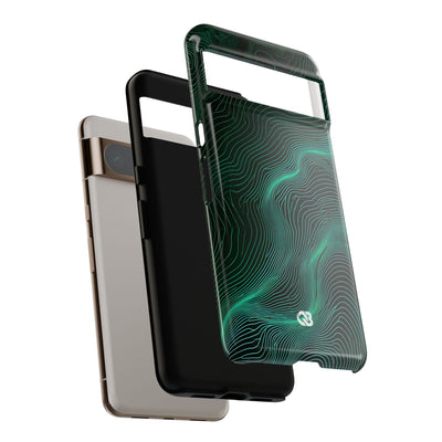 Teal Tough Phone Case for Google Pixel - Neon Jade Contour