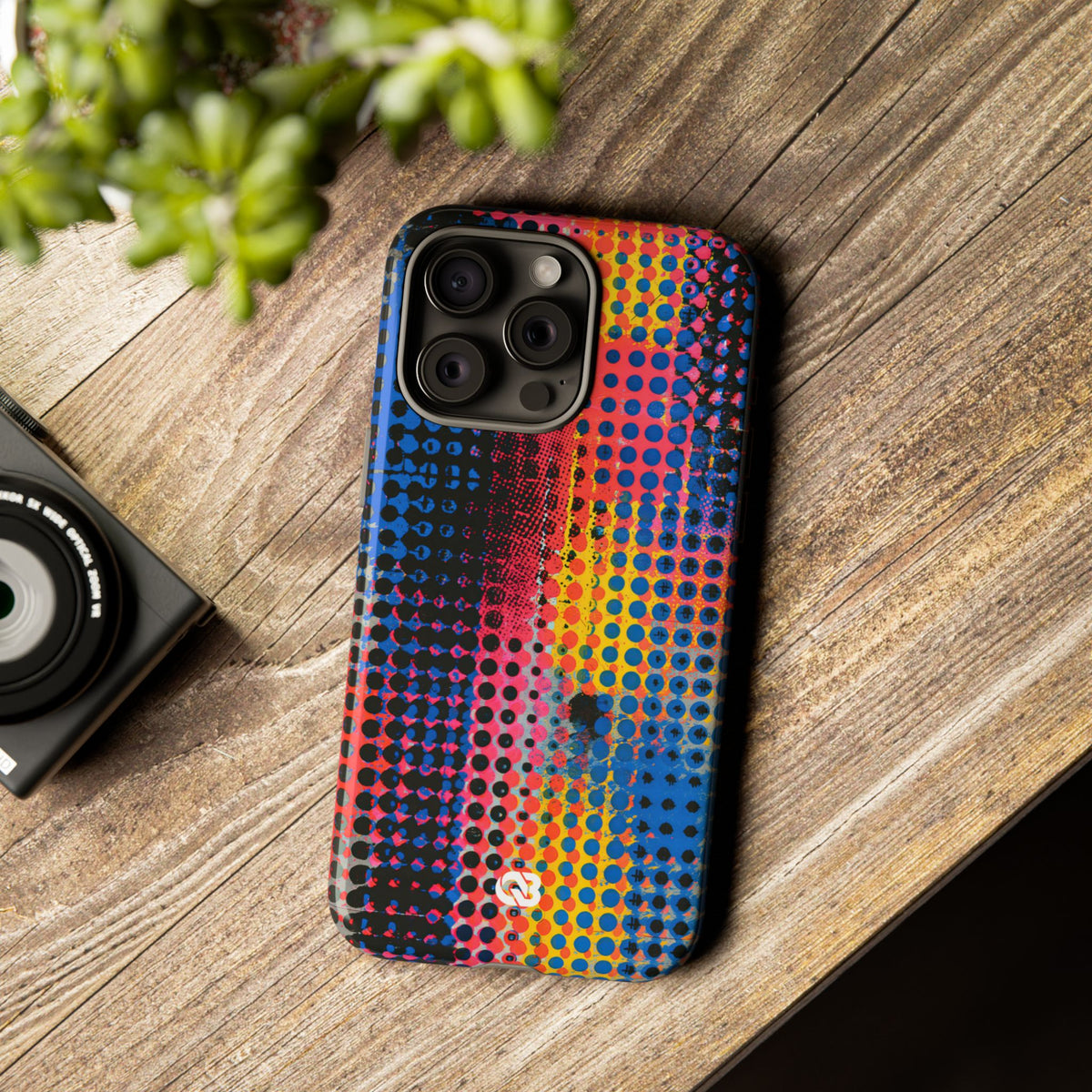 Chromatic Halftone Grid · Tough Phone Case for iPhone · Blue