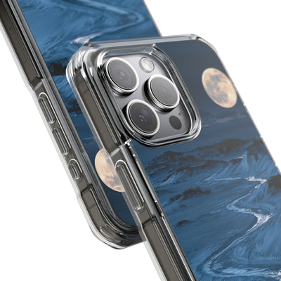 Arctic Moon Drift · Clear Impact Magnetic Phone Case for iPhone · Blue