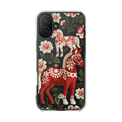 Nordic Dala Meadow · Clear Impact Magnetic Phone Case for iPhone · Red