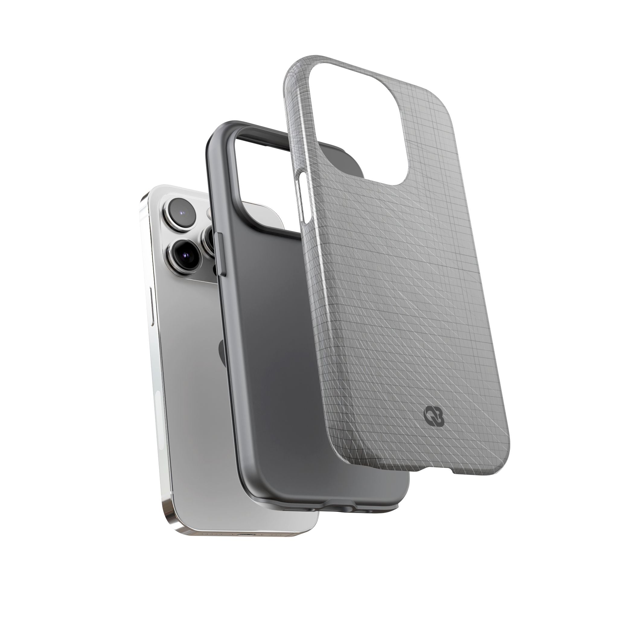Grey Tough Phone Case for iPhone - Chrome Mesh Warp