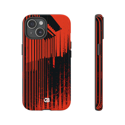 Red Tough Phone Case for iPhone - Crimson Brutalist Distortion
