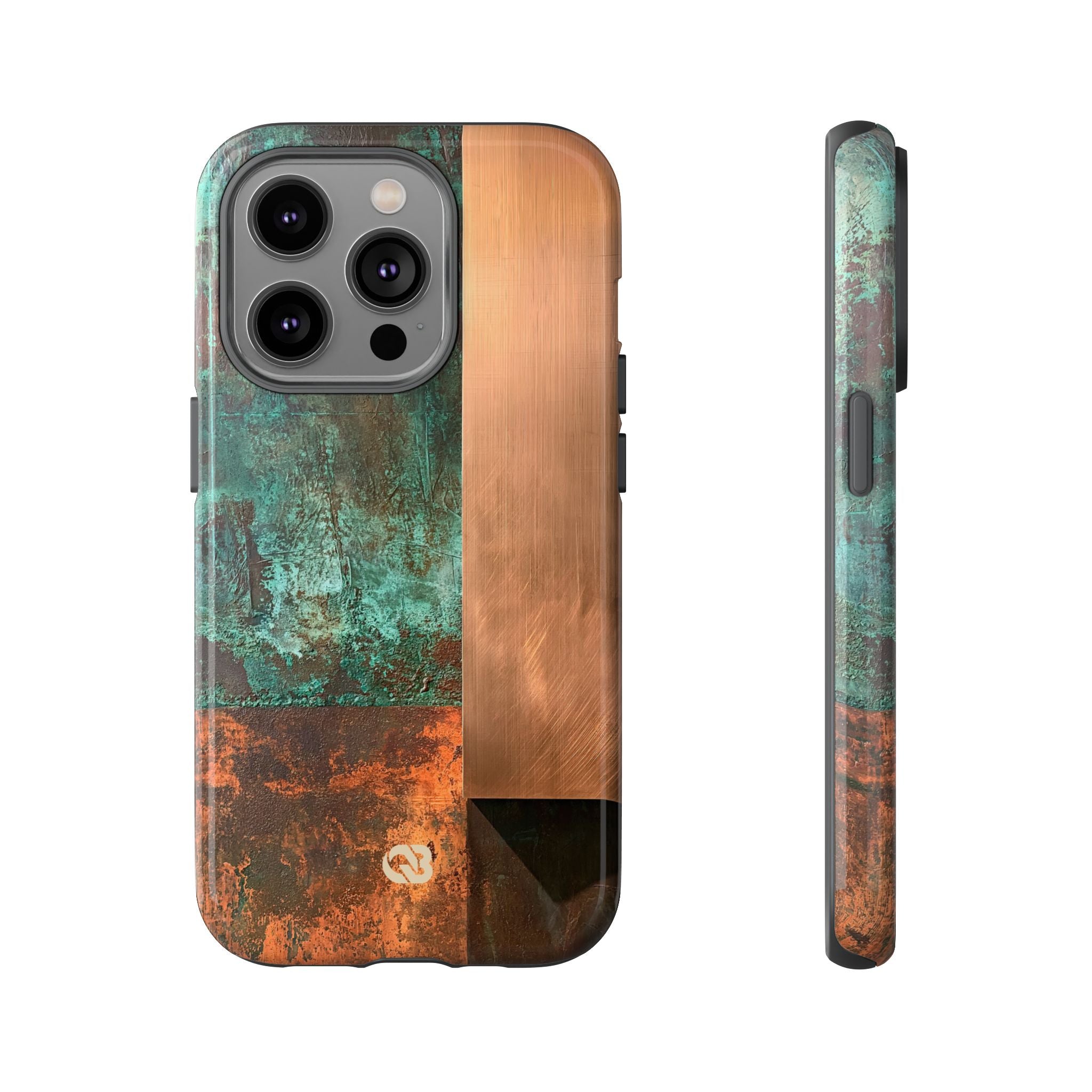 Teal Tough Phone Case for iPhone - Verdigris Copper Slab