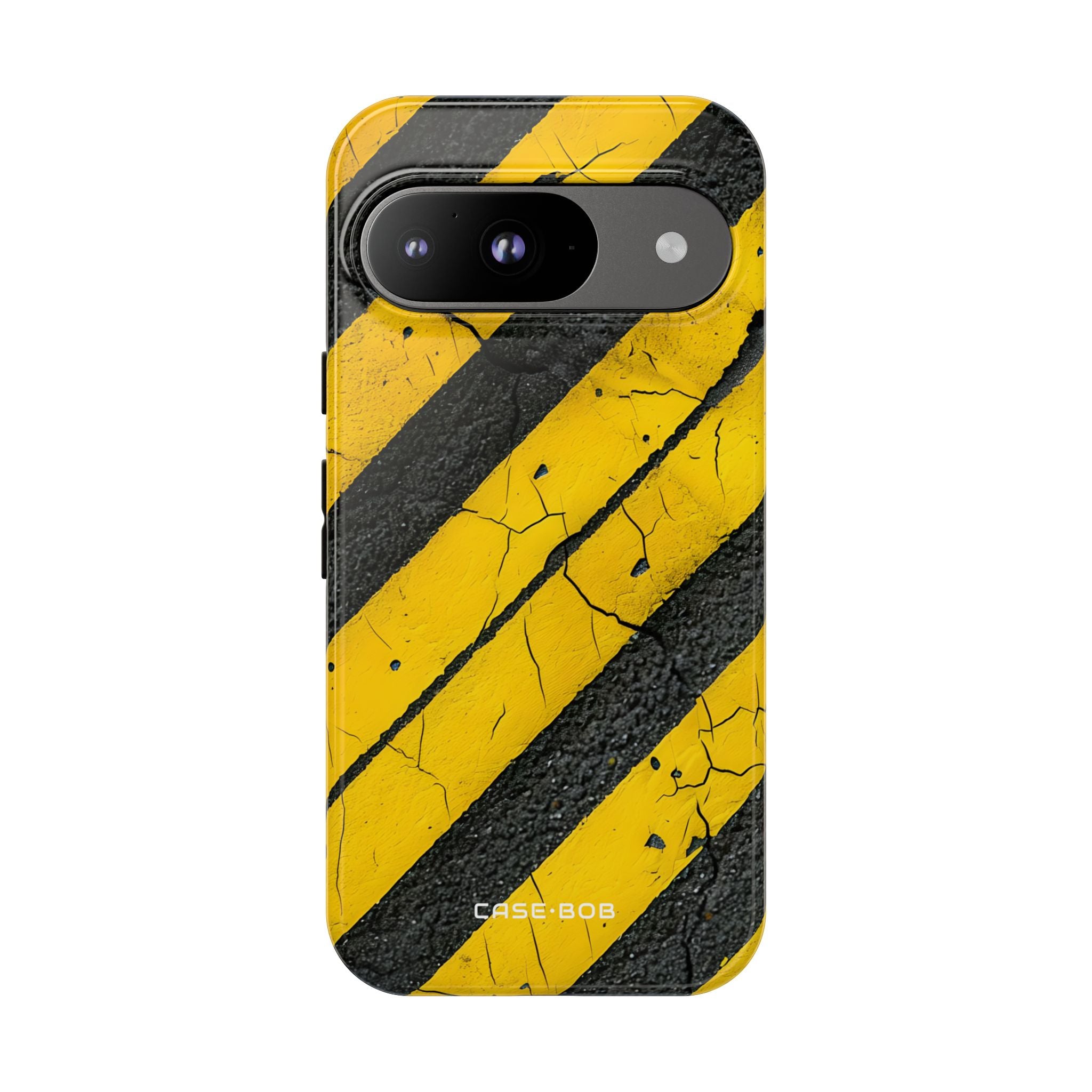 Gelber Streifen Used-Look Google Pixel 9 Case - Tough