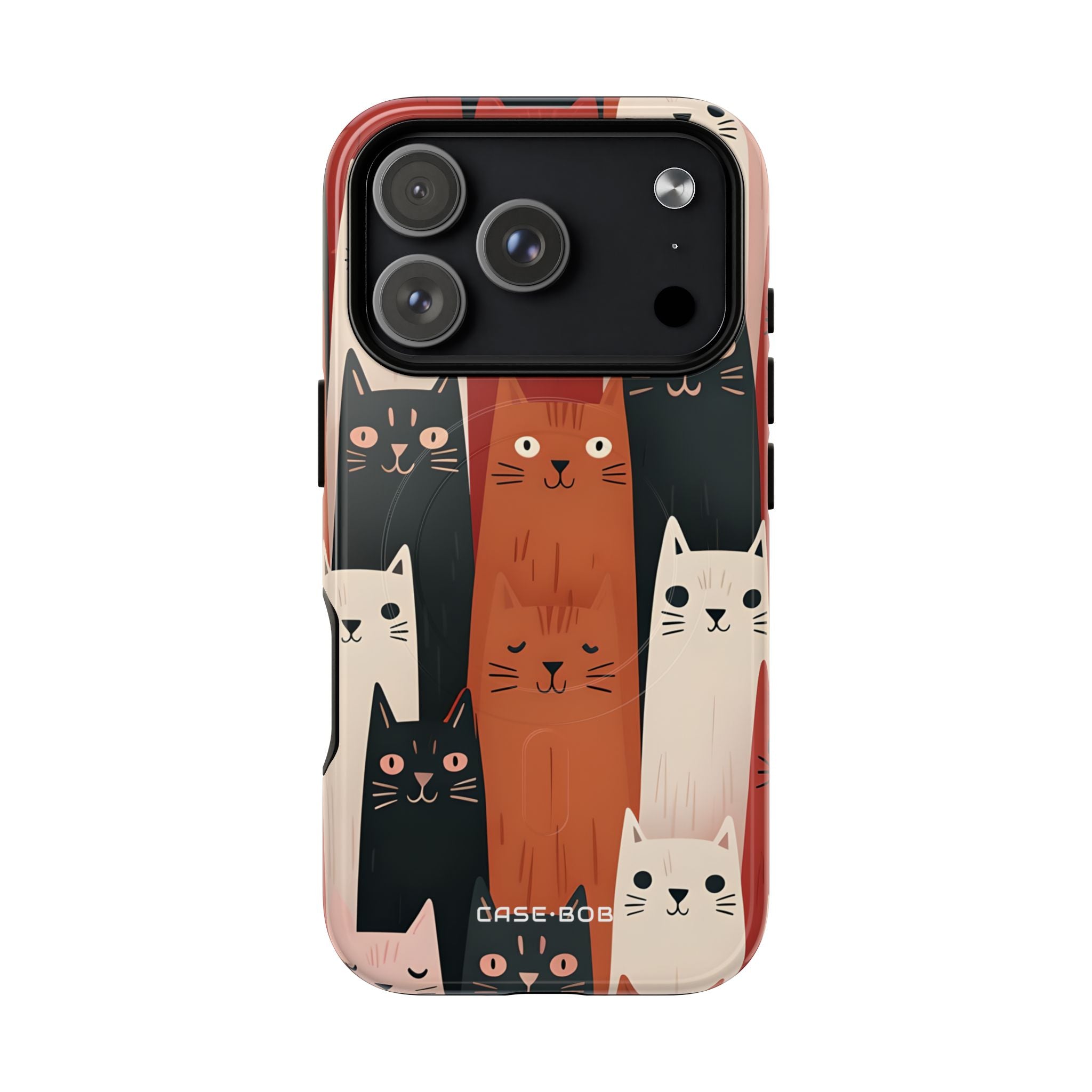 Elongated Cats Black iPhone 17 Pro Case - Tough+ - CASE•BOB