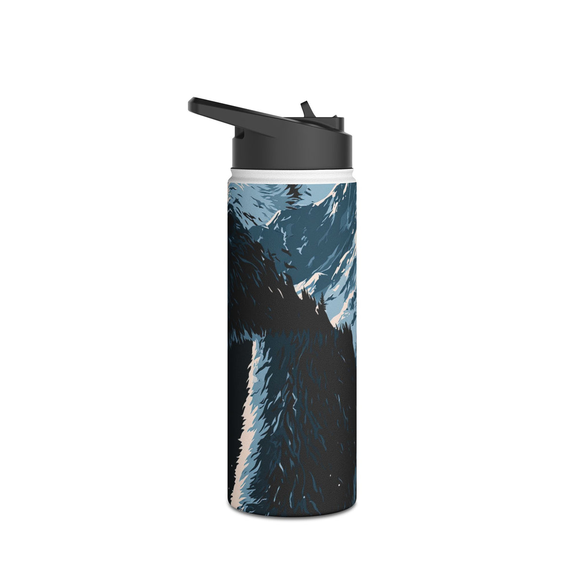 Nordic Arctic Bear · Insulated Water Bottle · Black