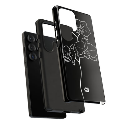Black Tough Phone Case for Samsung - Noir Alabaster Orchid