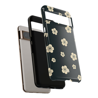 Teal Tough Phone Case for Google Pixel - Obsidian Cream Petals