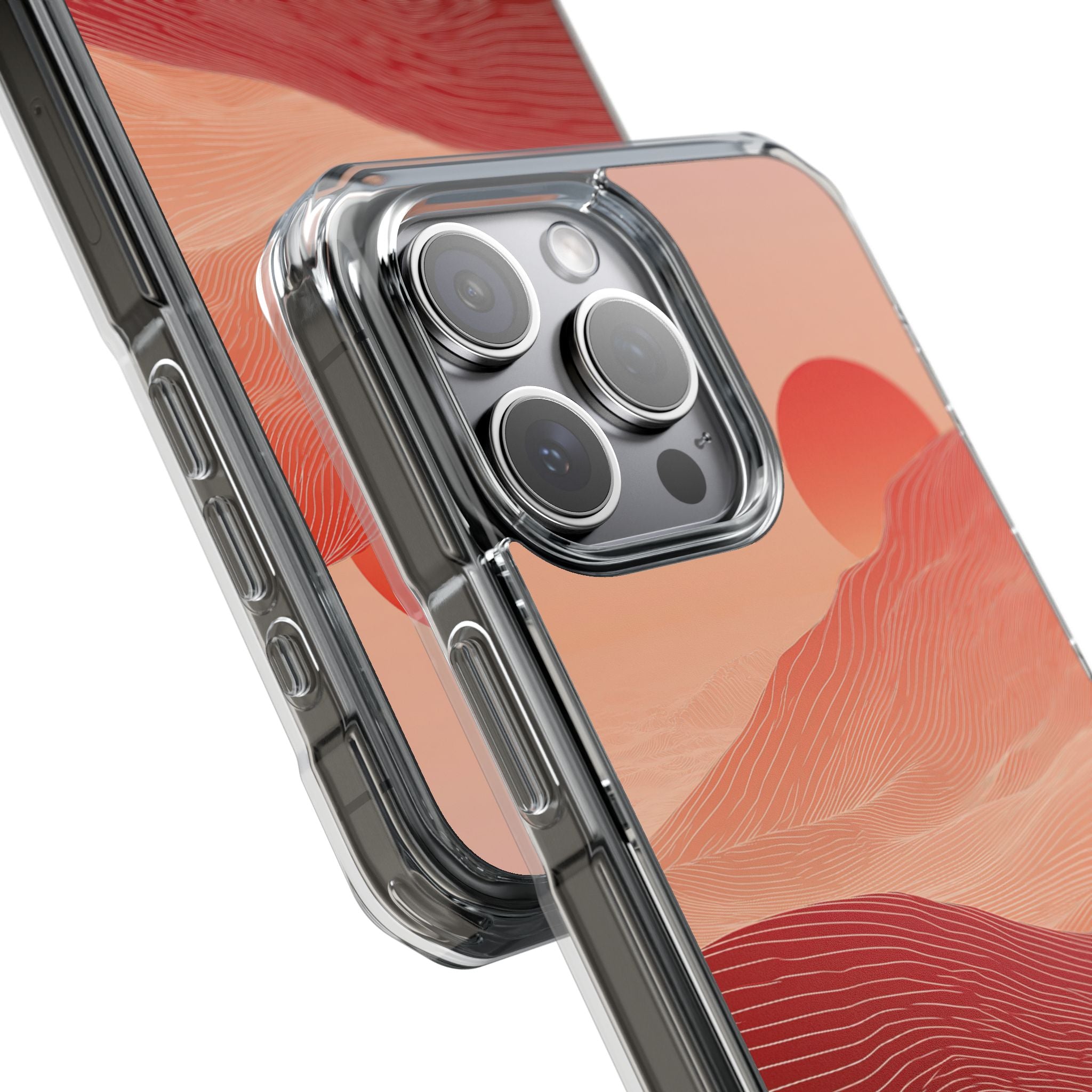 Red Impact MagSafe Phone Case for iPhone - Crimson Ridge Lines