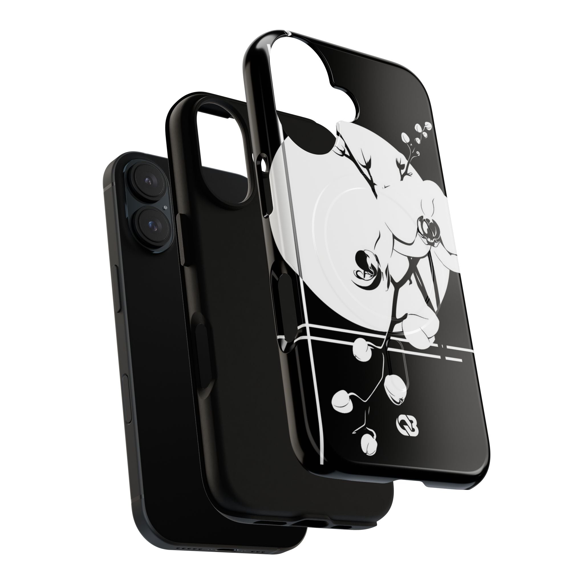 Black Tough 2.0 Magsafe Phone Case for iPhone - Lunar Orchid Grid