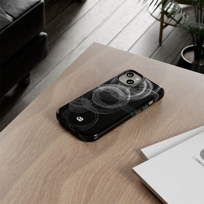 Black Tough Phone Case for iPhone - Kinetic Wireframe Orbit