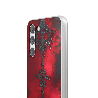 Crimson Gothic Filigree · Soft Phone Case for Samsung
