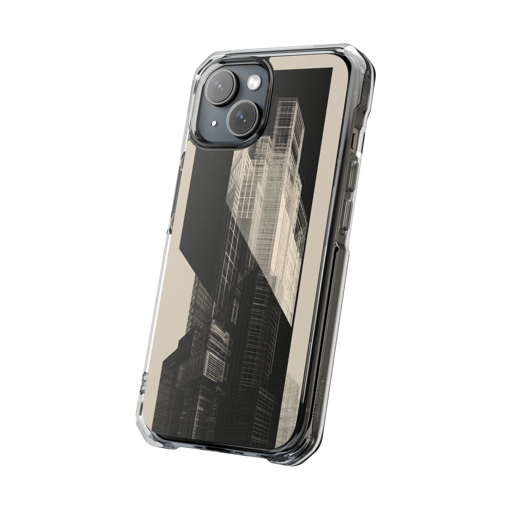 Beige Impact MagSafe Phone Case for iPhone - Monolith Urban Grid