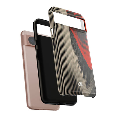 Red Tough Phone Case for Google Pixel - Crimson Pulse Topo