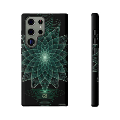Green Tough Phone Case for Samsung - Cyan Signal Bloom