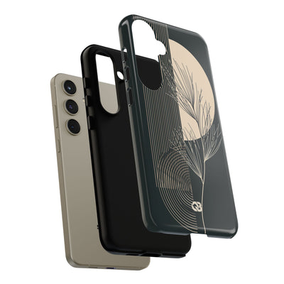 Black Tough Phone Case for Samsung - Obsidian Sand Willow