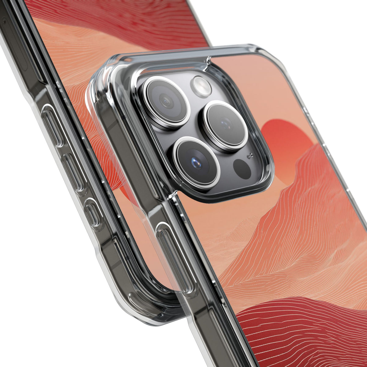 Crimson Dune Horizon · Clear Impact Magnetic Phone Case for iPhone · Red