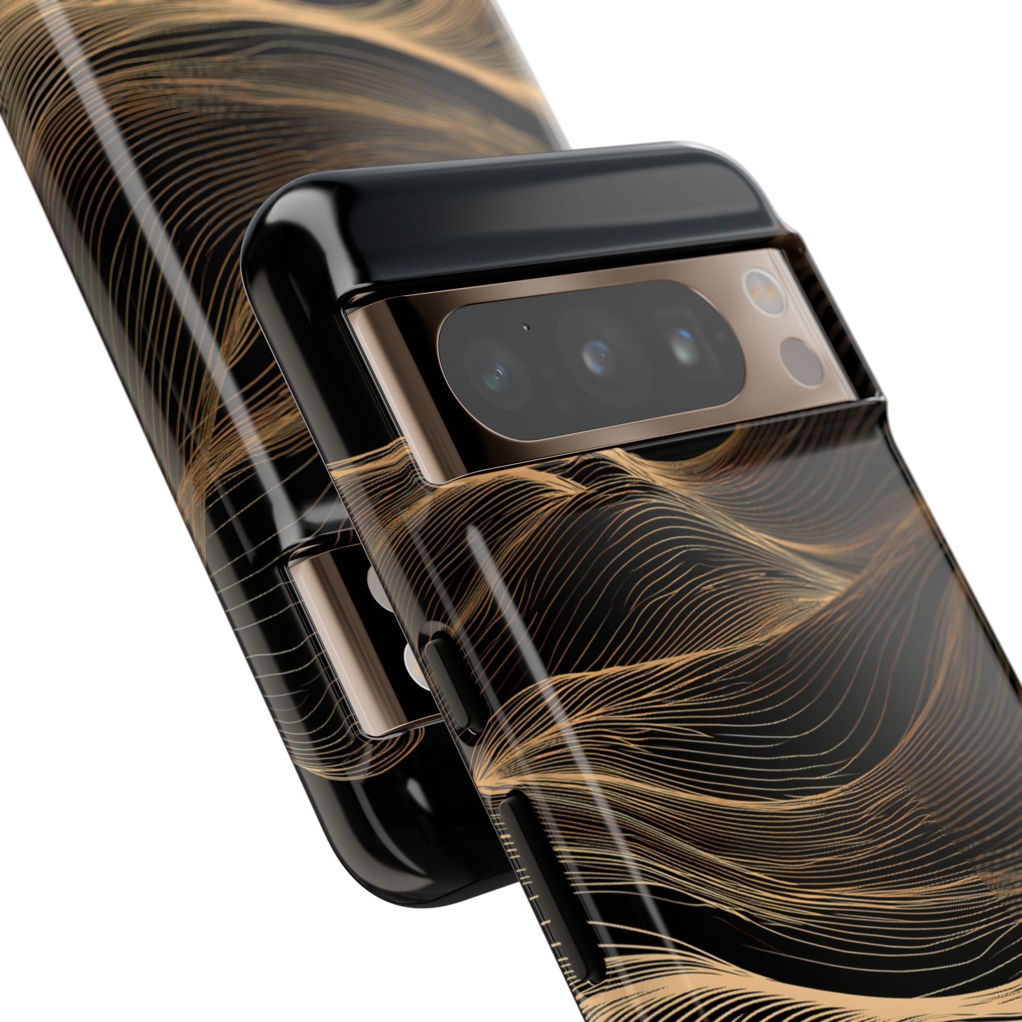Black Tough Phone Case for Google Pixel - Copper Topo Ridge