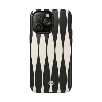 Black Tough 2.0 Magsafe Phone Case for iPhone - Ivory Spindle Grid