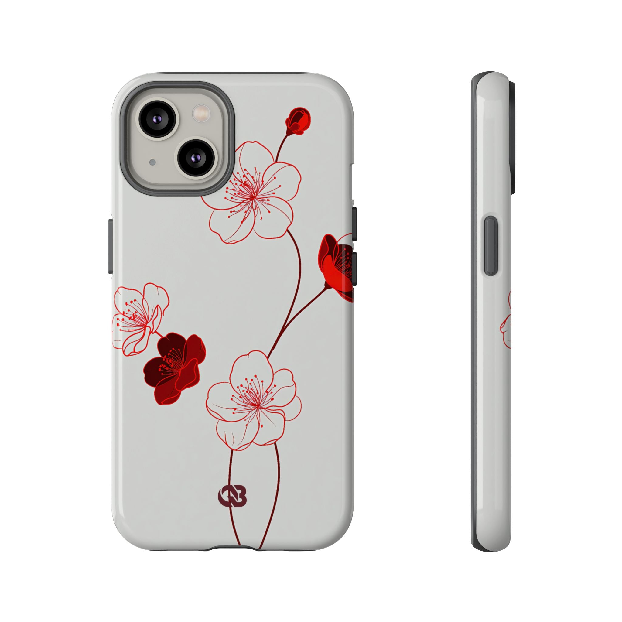 Red Tough Phone Case for iPhone - Kyoto Ember Bloom