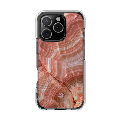Blushing Rose Strata · Clear Impact Magnetic Phone Case for iPhone · Pink
