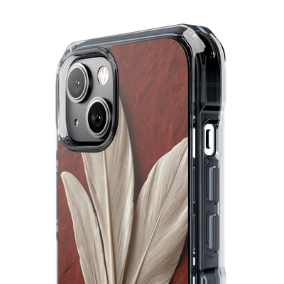Carved Ivory Plume · Clear Impact Magnetic Phone Case for iPhone · Red