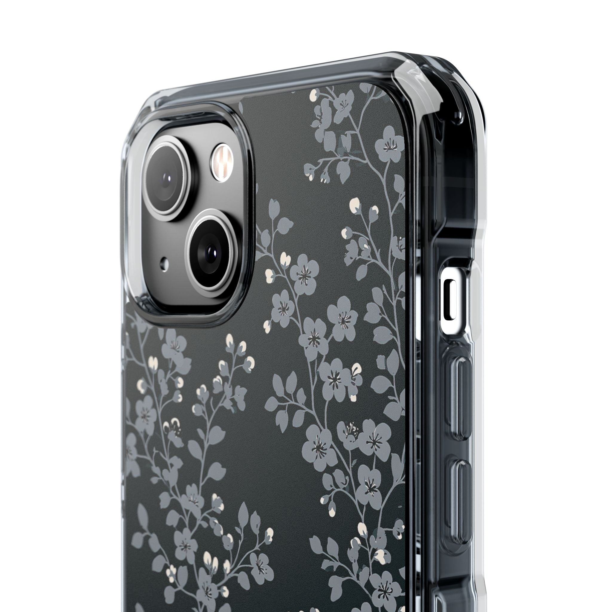 Black Impact MagSafe Phone Case for iPhone - Midnight Slate Blossom