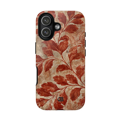 Terracotta Botanical Fresco · Tough Phone Case for iPhone · Red