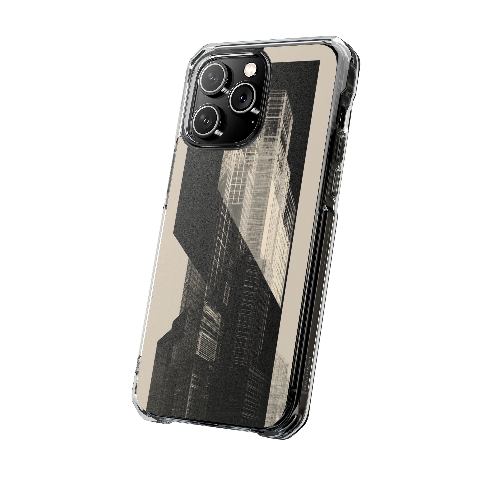 Beige Impact MagSafe Phone Case for iPhone - Monolith Urban Grid