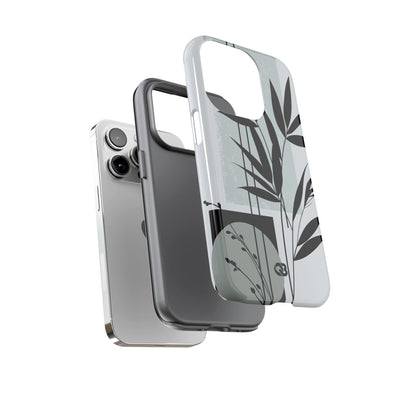 Grey Tough Phone Case for iPhone - Sage Bamboo Noir
