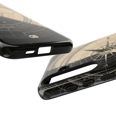 Beige Tough Phone Case for Samsung - Obsidian Nautical Blueprint