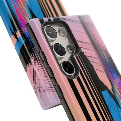 Blue Tough Phone Case for Samsung - Fractured Data Skyline