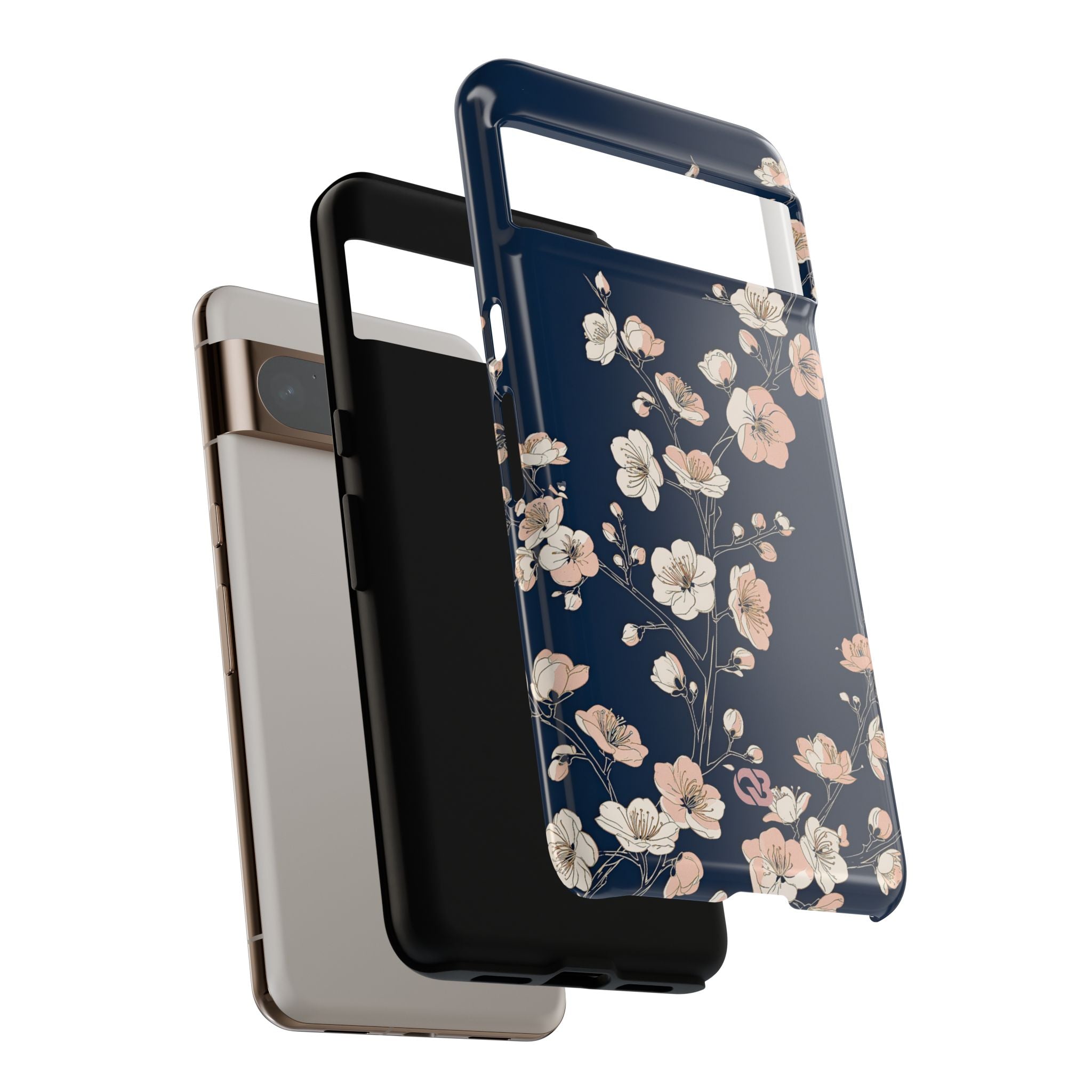 Blue Tough Phone Case for Google Pixel - Midnight Peach Sakura
