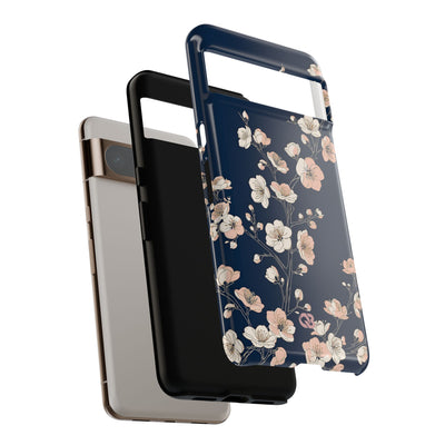 Blue Tough Phone Case for Google Pixel - Midnight Peach Sakura